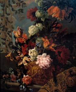 Natureza Morta de Flores Pintura de Jean Baptiste (Jean-Baptiste) Monnoyer (1634-1699) Sol do século XVII. 1,13x1 m Marseille, Musee des Beaux Arts