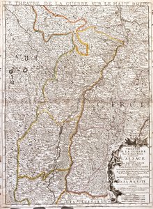 Mapa da Alsácia (França) (Gravura de Jean Baptiste Nolin