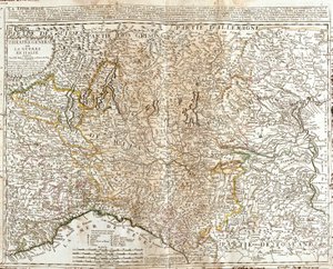 Mapa da Lombardia (Itália) (Gravura de Jean Baptiste Nolin
