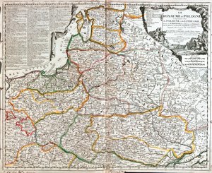 Mapa da Polónia e da Lituânia (Gravura de Jean Baptiste Nolin