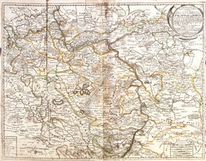 Mapa da Renânia-Palatinado e parte da Baviera (Alemanha) (Gravura de Jean Baptiste Nolin