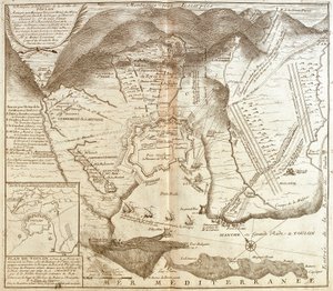 Mapa de Toulon (França) (Gravura de Jean Baptiste Nolin