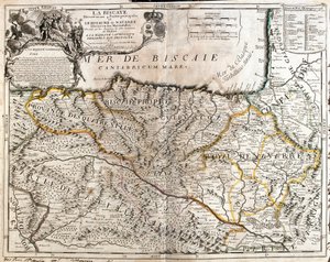 Mapa da província da Biscaia (Espanha) e do reino de Navarra (França) (Gravura de Jean Baptiste Nolin