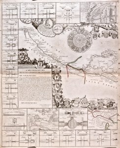 Mapa do Canal du Midi, com os seus aquedutos (Gravura de Jean Baptiste Nolin