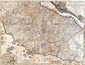 Mapa dos territórios da Igreja na Itália (gravura de Jean Baptiste Nolin