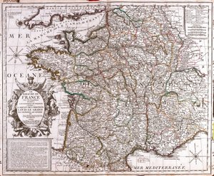 Mapa do Reino da França (Gravura de Jean Baptiste Nolin