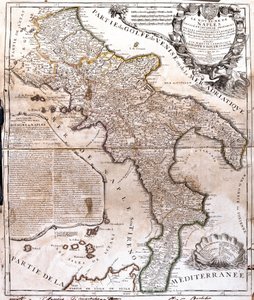 Mapa do Reino de Nápoles (Itália) (Gravura