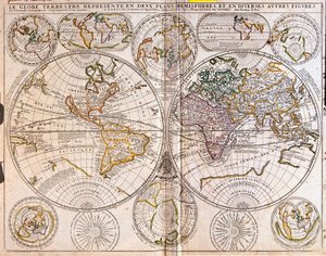 Mapa do Mundo (gravura de Jean Baptiste Nolin