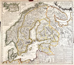 Mapa dos reinos da Noruega, Suécia e Dinamarca (Gravura de Jean Baptiste Nolin