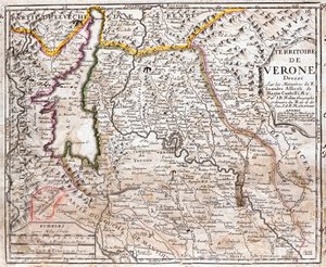 Mapa do território de Verona (Veneto, Itália) (gravura de Jean Baptiste Nolin