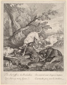 Uma raposa atacada por cães de Jean Baptiste Oudry