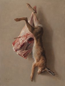 Uma lebre e uma perna de cordeiro de Jean Baptiste Oudry