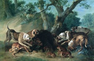 Uma Semeadora Selvagem e a sua Jovem Atacada por Cães de Jean Baptiste Oudry