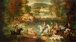 Caça na lagoa Saint-Jean, na floresta de Compiegne, antes de 1734 de Jean Baptiste Oudry