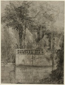 Trabalho de treliça e piscina refletora em Arcueil de Jean Baptiste Oudry