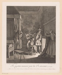 Ragotin bêbado em uma cadeira perto do fogo Ragotin ennivré par la rancune (título no objeto) Cenas de Roman Comique de Scarron (título da série) de Jean Baptiste Oudry