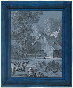 A perdiz e os galos de Jean Baptiste Oudry
