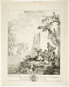Vista do porto de Dieppe de Jean Baptiste Oudry