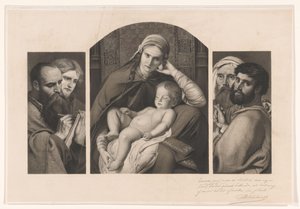 Tríptico: Maria com Cristo no colo e dois grupos de dois apóstolos de Jean Baptiste Pierre Michiels (signed by artist)
