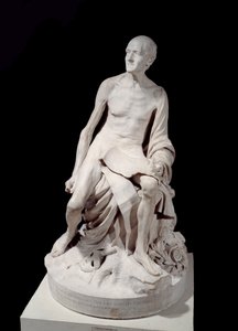François-Marie Arouet dit Voltaire nu (1694-1778) Escultura em mármore de Jean-Baptiste Pigalle (1714-1785) 1776 Sol. 1,5 m Paris, Musee du Louvre