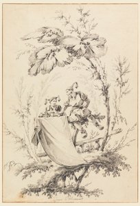 Design para a página de rosto, Cahier des Parasols Chinois de Jean Baptiste Pillement