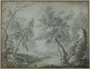 Floresta com riacho e figuras de Jean Baptiste Pillement