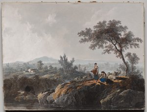 Pastores em uma paisagem de Jean Baptiste Pillement