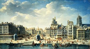 Uma praça às margens do Sena em Paris de Jean Baptiste Raguenet