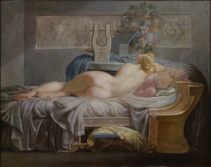 Sappho (630-580 AC) - Sappho, por Regnault, Jean Baptiste (1754-1829). Óleo sobre tela. Tamanho: 42x53 cm. Nationalmuseum Estocolmo