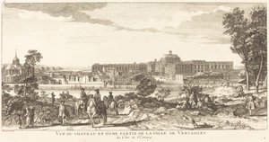 Vista do castelo e parte da cidade de Versalhes de Jean Baptiste Rigaud