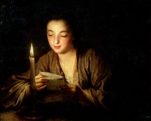 Menina com uma vela, final do século XVII ou início do século XVIII.