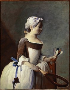 Garota com Raquete e Shuttlecock (óleo sobre tela, c.1737) de Jean Baptiste Simeon Chardin