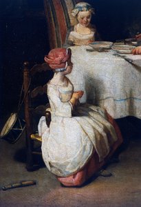 Le Benedicite, c.1740, detalhe (óleo sobre tela) de Jean-Baptiste Simeon Chardin