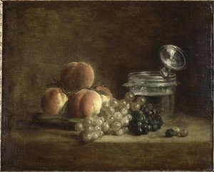 Pêssegos e uvas. de Jean-Baptiste Simeon Chardin