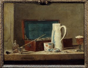 Cachimbos e vasos para beber ou fumar Pintura de Jean Baptiste Simeon Chardin (1699-1779) Sol do século XVIII. 0,32 x 0,42 m. Paris. Museu do Louvre de Jean-Baptiste Simeon Chardin
