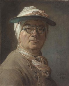 Auto-retrato com uma sombra, 1775. de Jean Baptiste Simeon Chardin