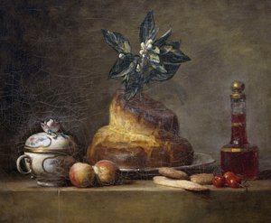 Natureza morta com brioche de Jean-Baptiste Simeon Chardin
