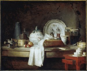 A Mensagem dos Oficiais ou Os Restos de uma Festa de Almoço (óleo sobre tela, c.1763) de Jean Baptiste Simeon Chardin