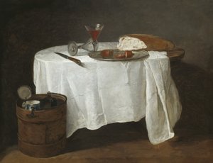 A Toalha de Mesa Branca, 1731-32 de Jean-Baptiste Simeon Chardin