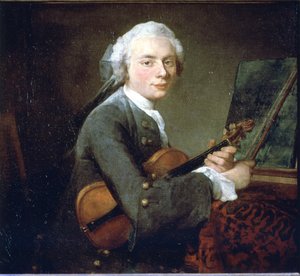 O Jovem no Violino, por volta de 1738. Retrato de Charles Theodose Godefroy. Óleo Sobre Tela de Jean Baptiste Simeon Chardin (1699 - 1789). Paris, Musee du Louvre. de Jean Baptiste Simeon Chardin