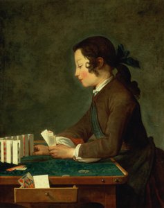 Menino jovem, cartas de jogar