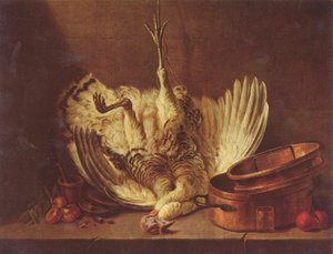 Natureza-morta com peru pendurado de Jean-Baptiste Simeon Chardin