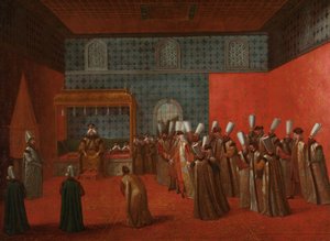 O Embaixador Cornelis Calkoen na sua audiência com o Sultão Ahmed III
O Embaixador Cornelis Calkoen em audiência com o Sultão Ahmed III, 14 de Setembro de 1727 de Jean Baptiste Vanmour
