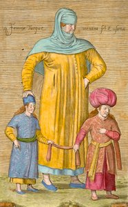 Mulher, guiando, dela, crianças, prato, de, &39;Collection, de, cem, impressões, representando, a, diferente, nações, de, a, Levant&39;, por, charles, de, Ferriol, 1707-08 de Jean Baptiste Vanmour