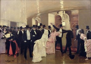 Um argumento nos corredores da ópera, 1889 de Jean Beraud