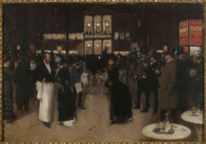 Boulevard Montmartre à noite, em frente ao Théâtre des Variétés, ca. 1885 (óleo sobre tela) de Jean Beraud