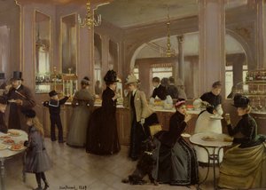 A pastelaria Gloppe, Champs Elysees, 1889. de Jean Beraud