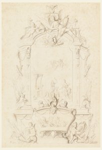 Vênus na Forja de Vulcano, Design para um Painel Sideboard de Jean Bernard Honoré Toro