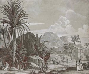 Leaving for a Walk, painel de papel de parede da série "Paul et Virginie", de Dufour & Cie, c.1823
