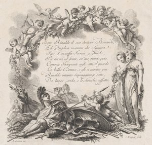 Vinheta para o primeiro canto de Roland Furieux, século XVIII. de Jean Charles Baquoy